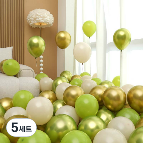 피앤비유니티 풍선 50p 세트 그린, 03 그린앤골드 4색혼합, 5세트