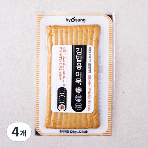 효성어묵 야채가득 김밥용 어묵, 120g, 4개