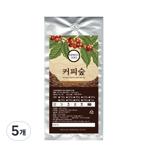 커피숲 EXPRESS GOLD 분쇄 커피, 핸드드립, 200g, 5개