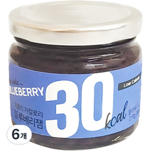 잼홀릭 저칼로리 콩포트 블루베리잼, 6개, 200g