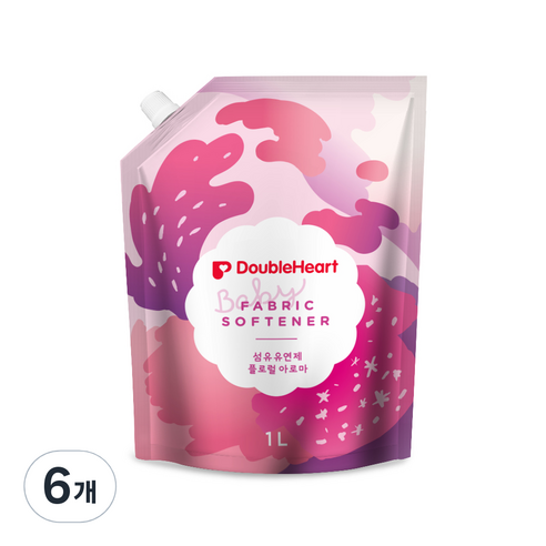 더블하트 유아용 섬유유연제 리필, 1000ml, 6개