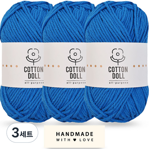 니뜨 코튼돌실 50g x 3p + 코튼 라벨 세트, 3세트, 32 블루