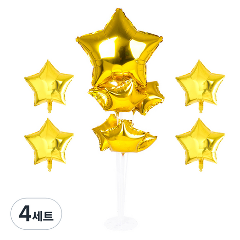 파티쇼 풍선꽂이장식세트 70cm, 별골드, 4세트