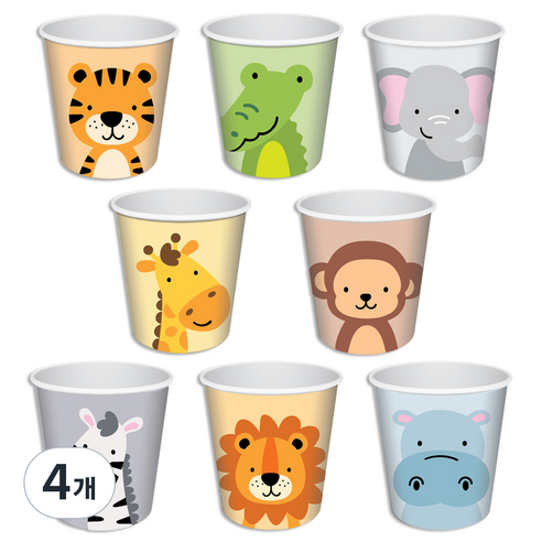 코멧 동물 종이컵 190ml, 4개, 200개입