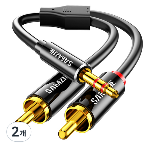 삼지 3.5mm 스테레오 to 2RCA 오디오 케이블, 2개