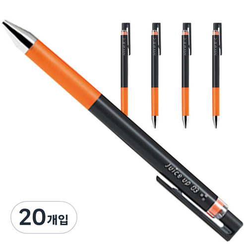 파이롯트 쥬스업 젤잉크 중성 노크펜 0.3mm, 오렌지, 20개