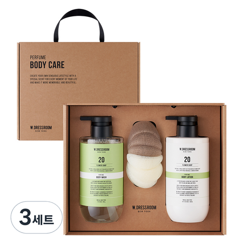 더블유드레스룸 퍼퓸 바디케어 No.20 플라워샵 선물 바디워시 + 바디로션 + 샤워볼 세트, 3세트