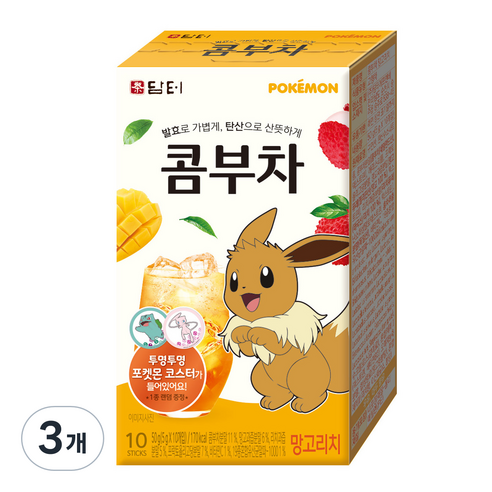 담터 포켓몬 콤부차 망고리치, 5g, 10개, 3개