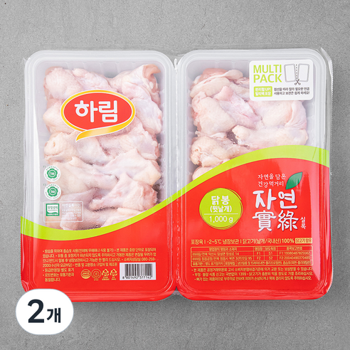 자연실록 무항생제 인증 닭봉 윗날개, 1kg, 2개