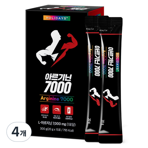 홀리데이즈 아르기닌 7000 15포, 300g, 4개