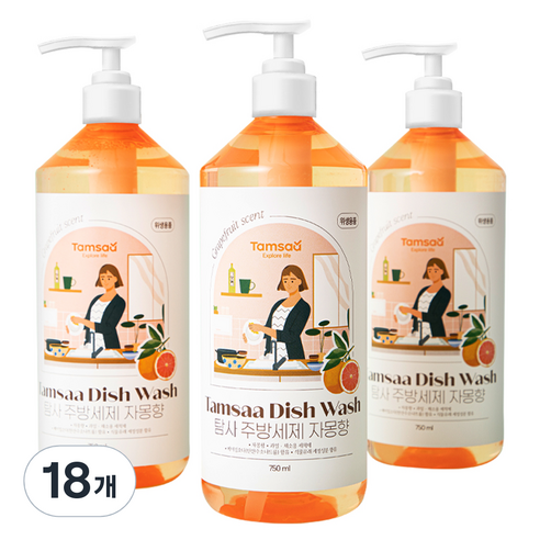 탐사 주방세제 자몽향, 750ml, 18개