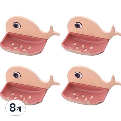 UM 귀여운 고래 벽걸이 비누 케이스, 핑크, 8개