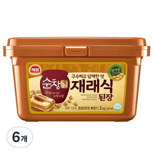 해표 순창궁 재래식 된장, 2kg, 6개