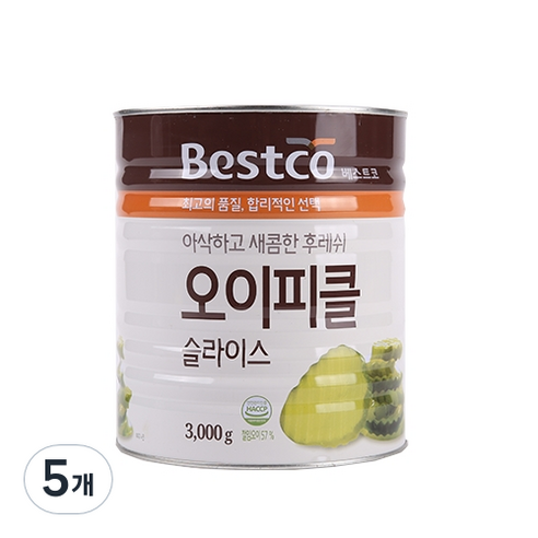 베스트코 오이피클 슬라이스, 3000g, 5개