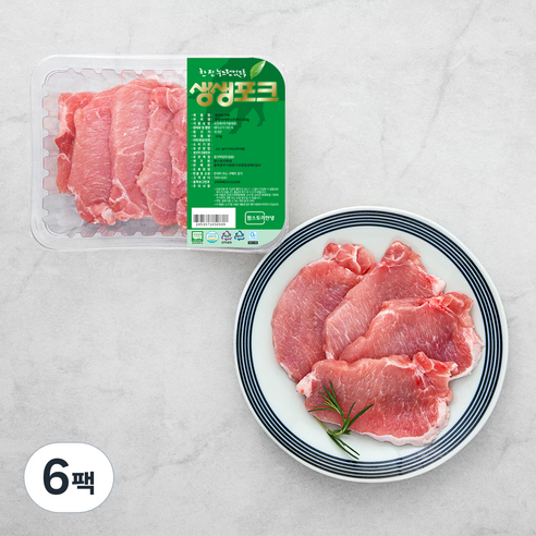 생생포크 한돈 무항생제 인증 등심 돈까스 (냉장), 500g, 6팩