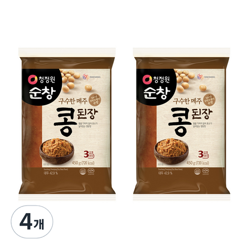 청정원 구수한 메주 콩된장, 4개, 450g