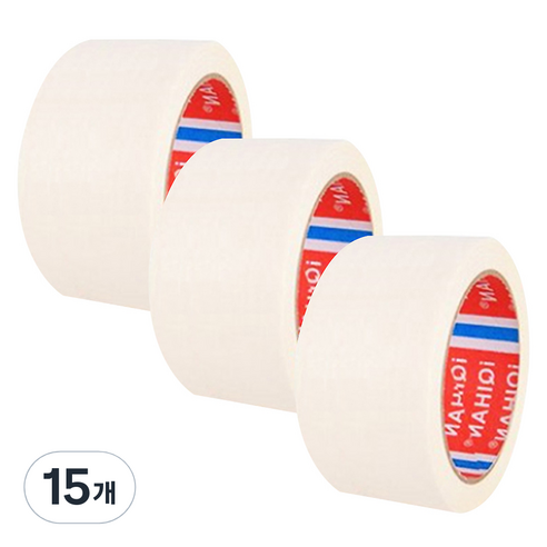 다다 마스킹 종이테이프 50mm x 15m, 화이트, 15개