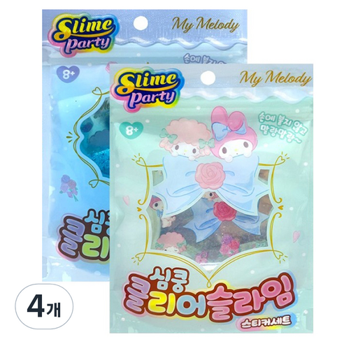산리오 심쿵 클리어 슬라임 스티커 마이멜로디, 4개, 랜덤발송