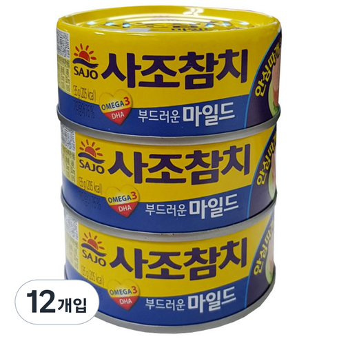 사조참치 안심따개 마일드 참치, 135g, 12개