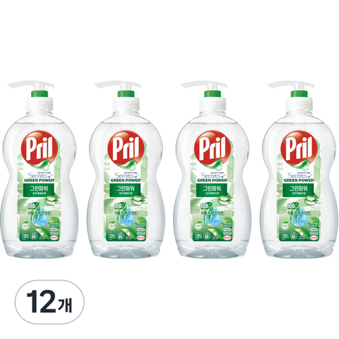 프릴 그린파워 알로에 베라 주방세제, 750ml, 12개