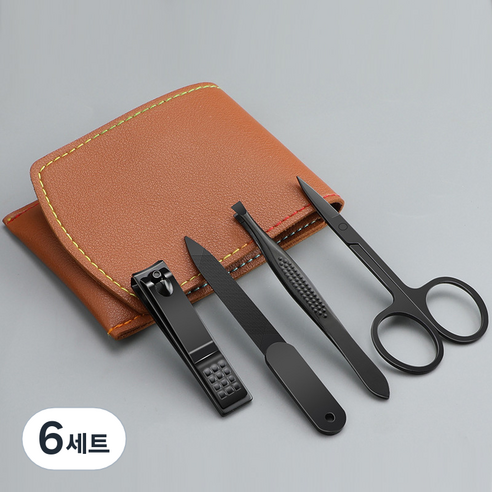 부캐본캐 여행용 손톱 발톱깎이 4종 세트, 6세트, 블랙