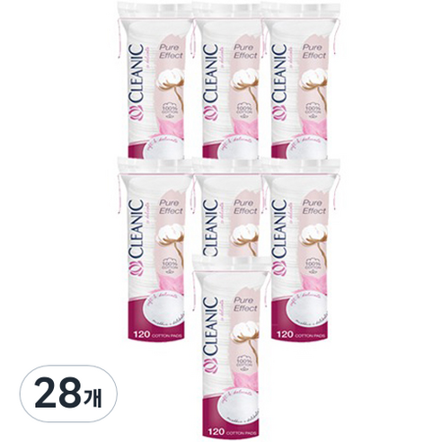 클레아닉 퓨어 이펙트 소프트 터치 화장솜, 120매입, 28개