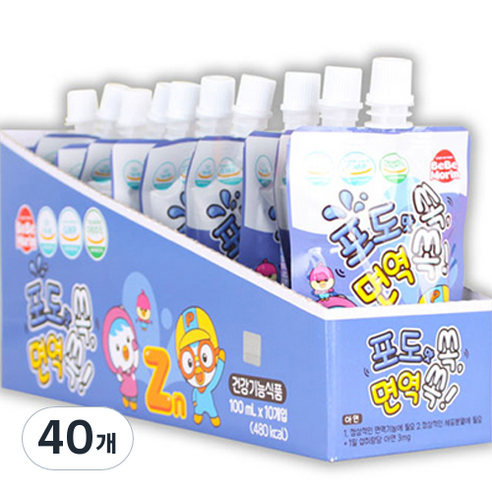 베베모린 뽀로로 면역 쏙 음료, 100ml, 40개