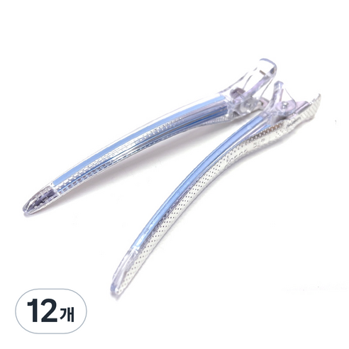 다카라 크리스탈 헤어클립 대 120mm, 12개, 투명 + 파랑