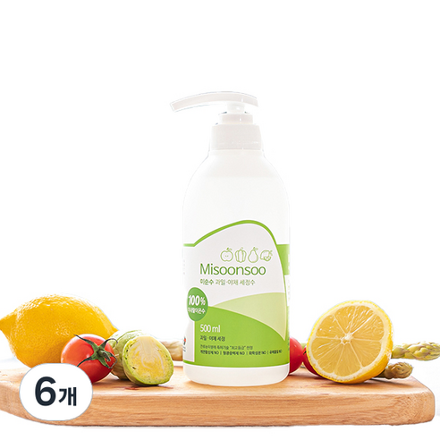 미순수 과일야채 세정수, 500ml, 6개