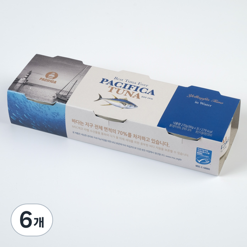 퍼시피카 튜나 인 워터, 90g, 6개