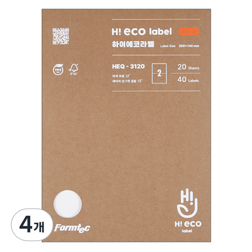 폼텍 하이에코 물류관리용 라벨지 HEQ-3120, 2칸, 80개