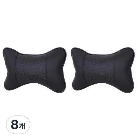블럭마트 차량용 가죽 목베게 목쿠션 2p, 블랙, 8개