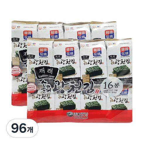 솔뫼광천 재래 도시락김, 4g, 96개