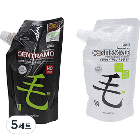 프리미엄 센트라모 코팅 칼라 크림 1제 염모제 500g + 2제 산화제 500g, 6MB 자연적갈색, 5세트