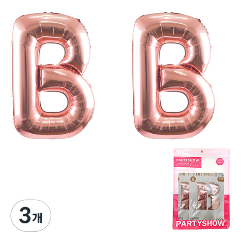 파티쇼 알파벳 은박 풍선 대 2p, 로즈골드(B), 3개