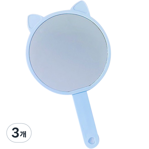 더블제이 브러쉬 2in1 일체형 고양이 손거울, 블루, 3개