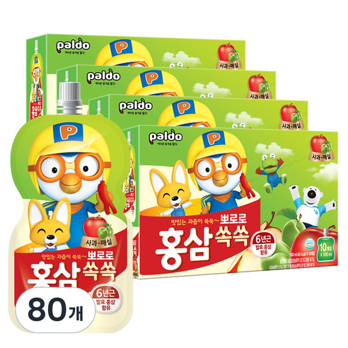 팔도 뽀로로 홍삼쏙쏙 사과매실, 1L, 8개 1L × 8개 섬네일