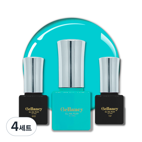 벨랑시 원스텝 젤네일 5ml + 젤네일 베이스 5ml + 젤네일 탑 5ml 세트, 4세트, 벨랑시 베이스 5ml+SN 24 블루 그린 5ml+벨랑시 탑 5ml