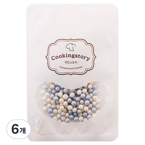 쿠킹스토리 트윙클 펄 블루 푸드컬러 화이트블루 아라잔 스프링클, 15g, 6개