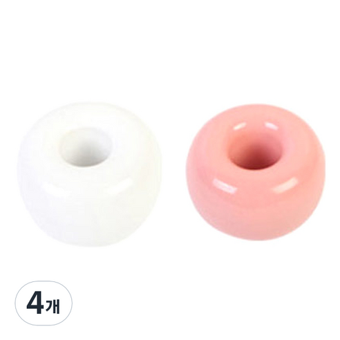 리빙듀오 스텐드 세라믹 칫솔꽂이, 화이트, 핑크, 4개