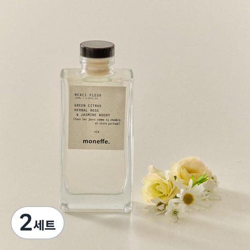 오늘 나의 리추얼 레이어드 디퓨저 인테리어 방향제 투명 용기 + 포스터 2종 세트, 메르시 플레르, 150ml, 2세트