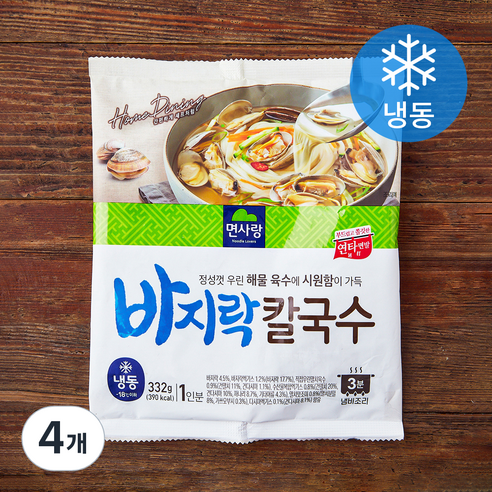 면사랑 바지락칼국수 1인분 (냉동), 332g, 4개