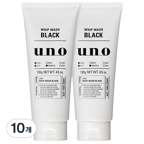 우노 휩 워시 블랙 클렌징폼, 130g, 10개