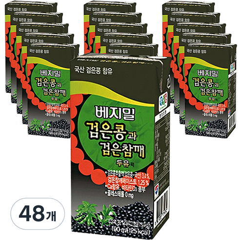 베지밀 검은콩과 검은참깨 두유, 190ml, 48개