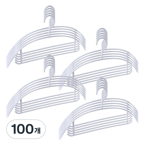 베이직 논슬립 옷걸이, 화이트, 100개