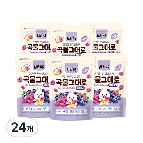 엘빈즈 건강한 현미쌀과자 곡물그대로, 블루베리맛, 24개, 30g