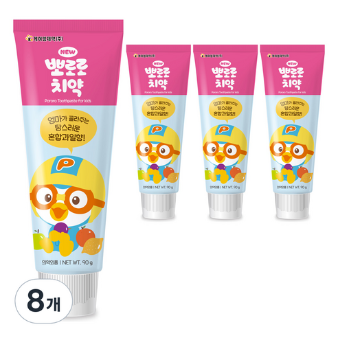 뽀로로 저불소 치약 혼합과일향, 90g, 8개