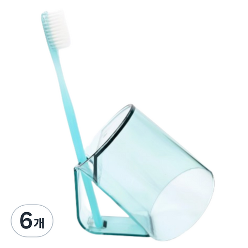 쏠트홍 거꾸로 물빠짐 양치컵 칫솔 거치대, 그린투명, 6개