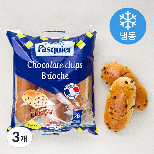 파스키에 초콜릿칩 브리오슈 6입 (냉동), 225g, 3개