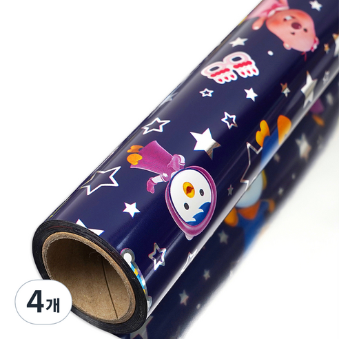 뽀로로 증착롤 포장지 중 37.5cm x 12m, 네이비, 4개